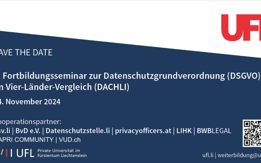 6. Fortbildungsseminar zur Datenschutzgrundverordnung (DSGVO)